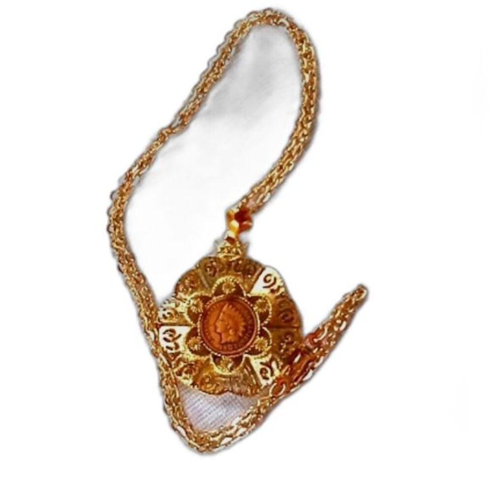 Antique 1900 Indian Head Penny Necklace 24" jewelry Pendant with Chain